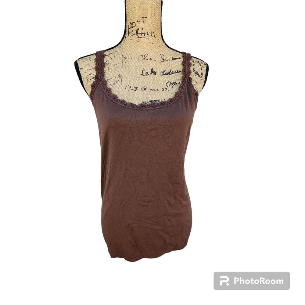New York & Company Camisole Womn SZ XL Chocolate Y2K Lace Delicate Feminine Fall